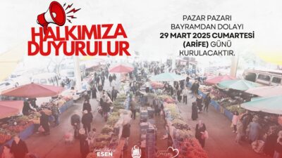  30 Mart Pazar günü Ramazan Bayramı’nın ilk günü olması dolayısı