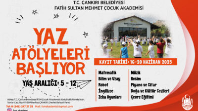 Çankırı Belediyesi Fatih Sultan Mehmet Çocuk Akademisi, yaz atölyeleri için