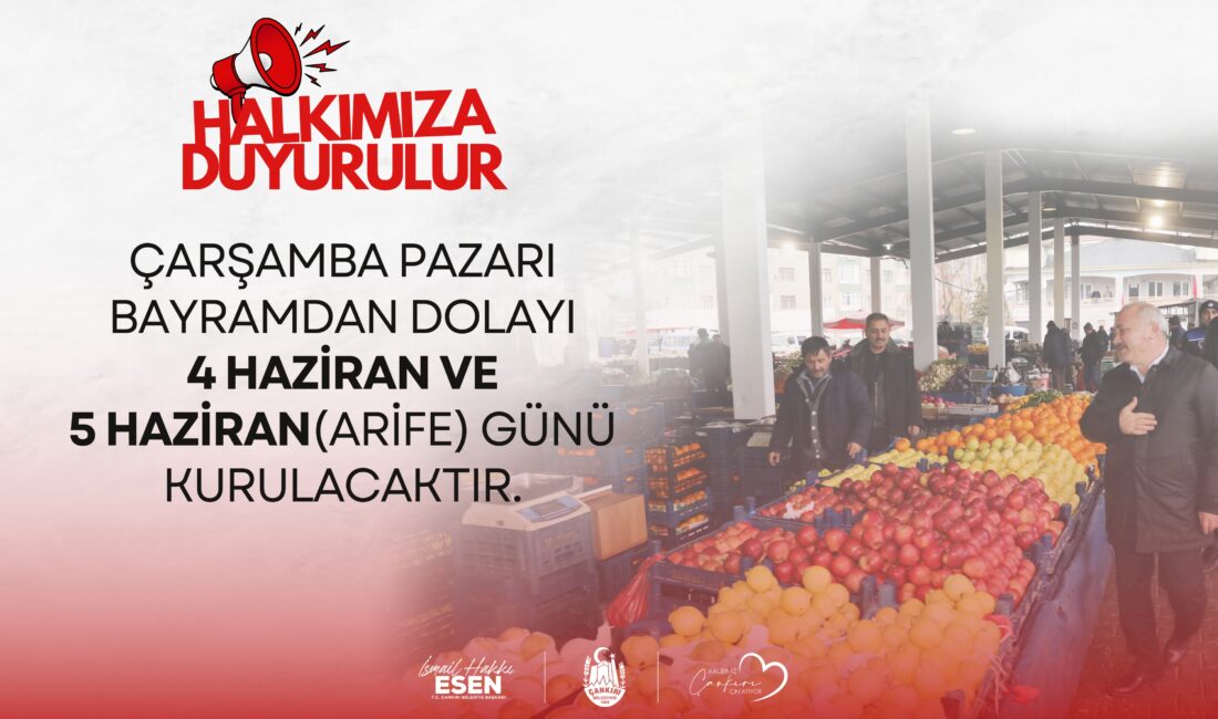 Çarşamba Pazarı Bu Hafta İki Gün Kurulacak Kurban Bayramı öncesi vatandaşların alışverişlerini daha rahat yapabilmesi için Çarşamba