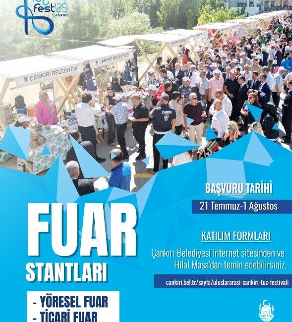 TUZFEST Fuarlarında Yerinizi Almak İçin Geç Kalmayın! Çankırı Belediyesi, 15-16-17 Ağustos’ta düzenlenecek 4. Uluslararası Çankırı Tuz Festivali’nde