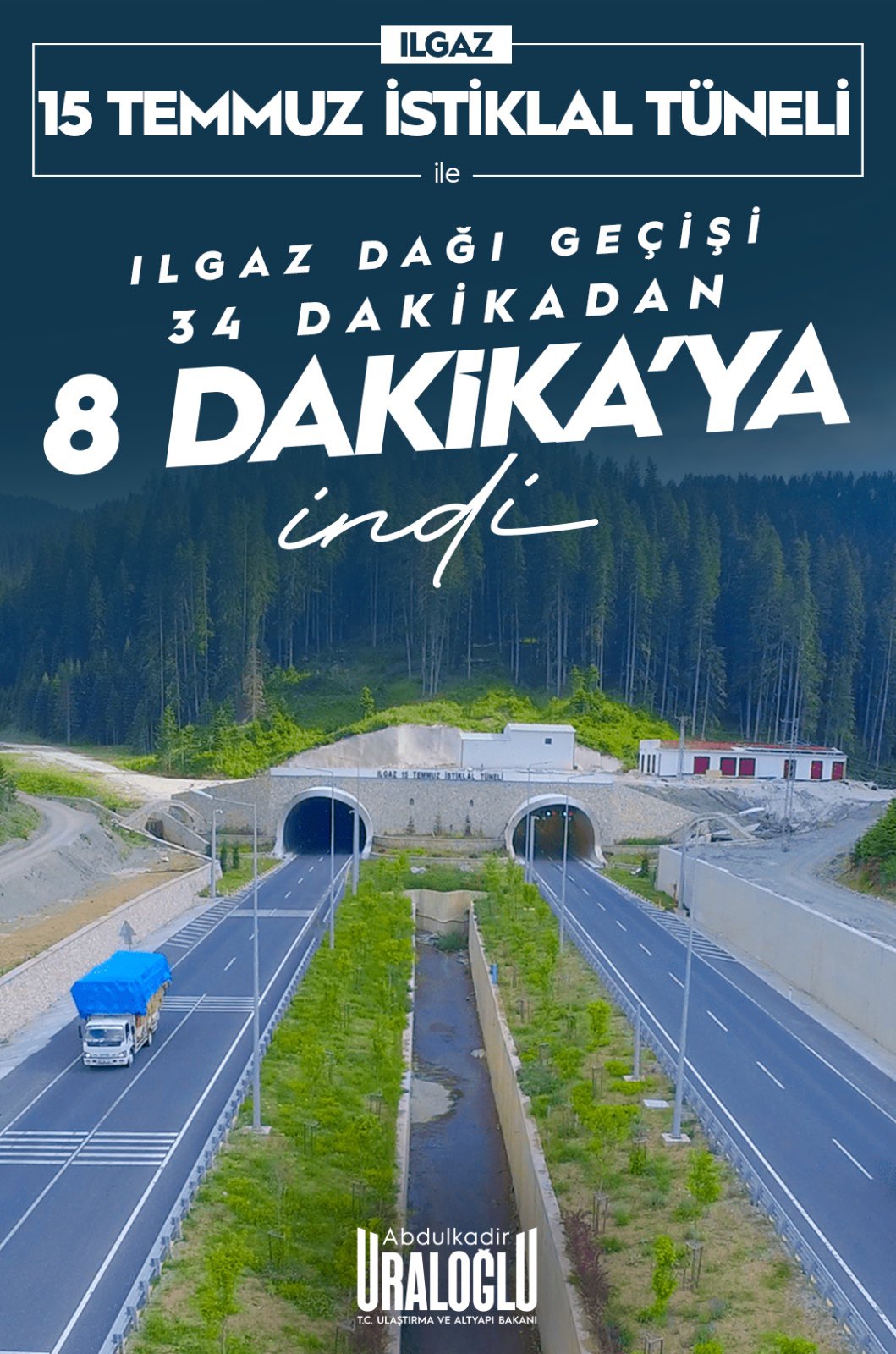Ilgaz 15 Temmuz İstiklal Tüneli sayesinde zamandan ve akaryakıttan 549