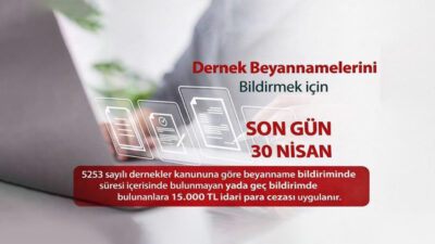 Dernek beyannamelerinin bilririm süresi 30 Nisan’da sona eriyor. 2025 yılı