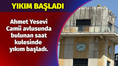 Ahmet Yesevi Camii avlusunda bulunan saat kulesinde yılım başladı. Ankara