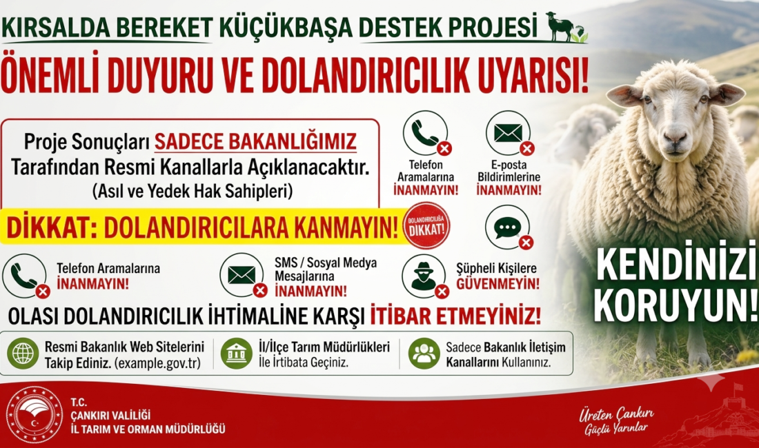 Çankırı İl Tarım ve Orman Müdürlüğü, “Kırsalda Bereket Küçükbaşa Destek