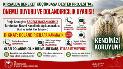 Çankırı İl Tarım ve Orman Müdürlüğü, “Kırsalda Bereket Küçükbaşa Destek