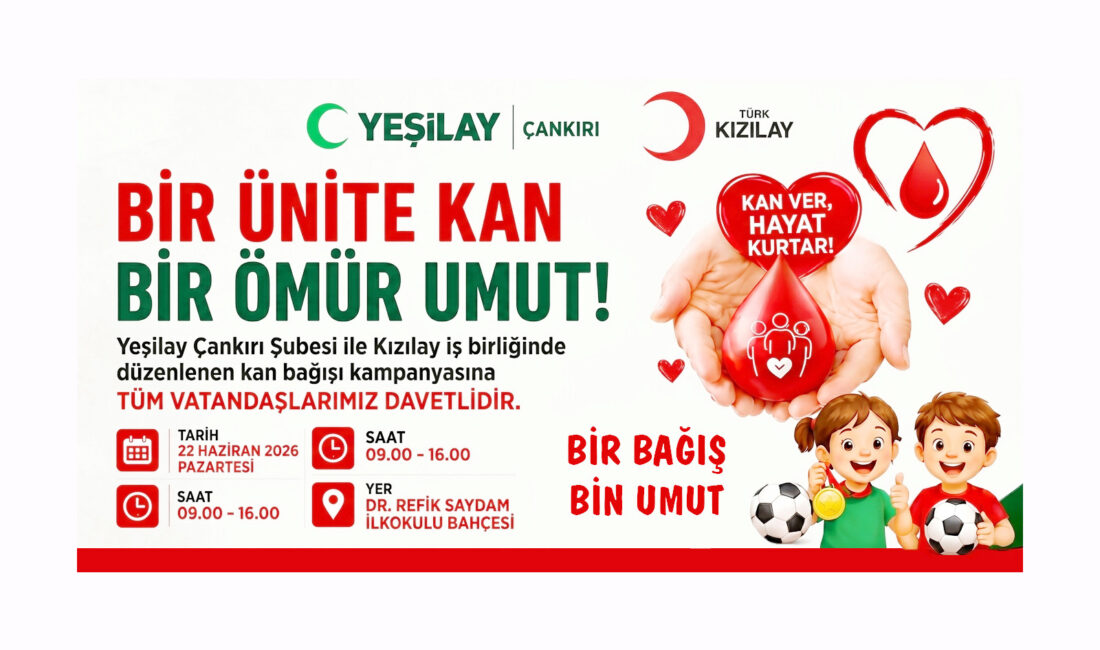 Çankırı’da Anlamlı İş Birliği: “Kan Ver, Hayat Kurtar!” Çankırı’da anlamlı bir sosyal sorumluluk projesine daha imza atılıyor. Yeşilay