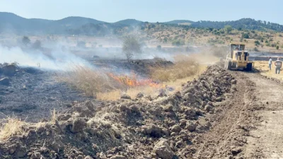 Çankırı’nın Çerkeş ilçesinde çıkan anız yangını söndürüldü. Yoncalı köyü sınırları