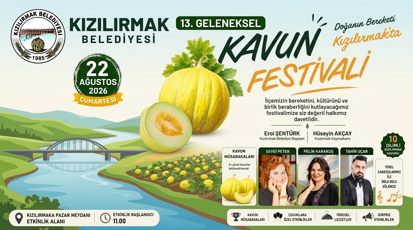 13. Geleneksel Kavun Festivali 22 Ağustos’ta Yapılacak